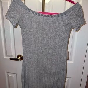 Gray off the shoulder midi dress